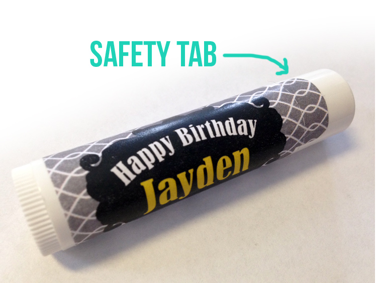 Happy Birthday Lip Balm Safety Tab