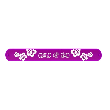 I am a Child of God with Flowers Purple Slap Bracelet