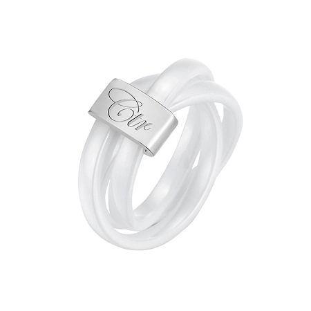 3 Piece White Diamond Ceramic CTR Ring