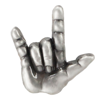 I Love You Sign Language Pin in Antique Silver