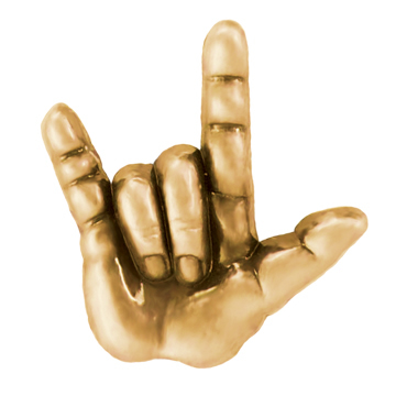 I Love You Sign Language Pin in Antique Gold