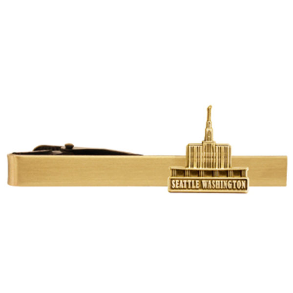 Seattle Washington Temple Tie Bar - Gold Finish