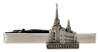 Brigham City Utah Temple Tie Bar - Silver Finish