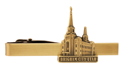 Brigham City Utah Temple Tie Bar - Gold Finish