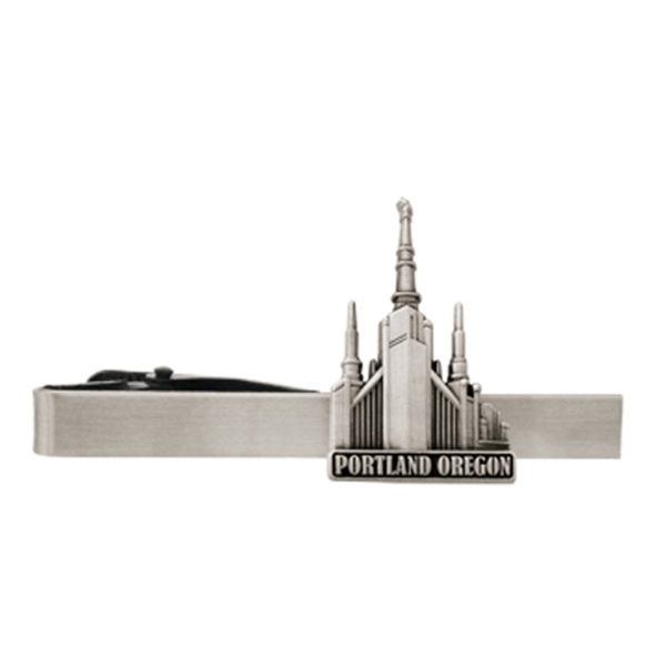Portland Oregon Temple Tie Bar - Silver Finish