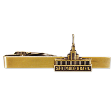 Sao Paulo Brazil Temple Tie Bar - Gold Finish