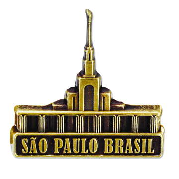 Sao Paulo Brazil Temple Pin - Gold Finish